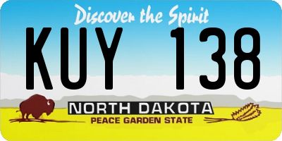 ND license plate KUY138