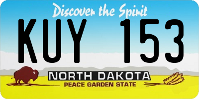 ND license plate KUY153