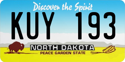 ND license plate KUY193