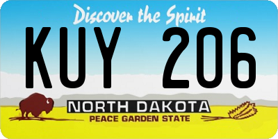 ND license plate KUY206