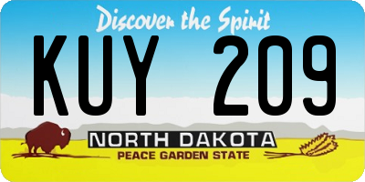 ND license plate KUY209