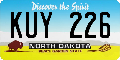 ND license plate KUY226