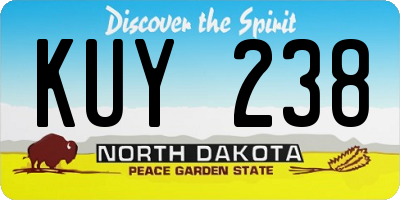 ND license plate KUY238