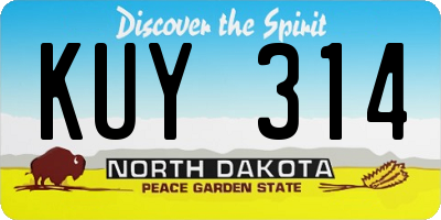 ND license plate KUY314