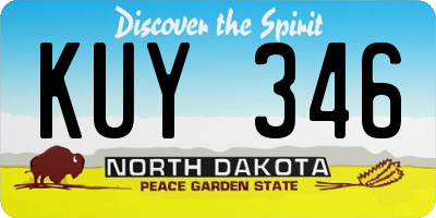 ND license plate KUY346