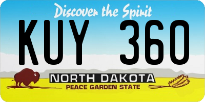 ND license plate KUY360