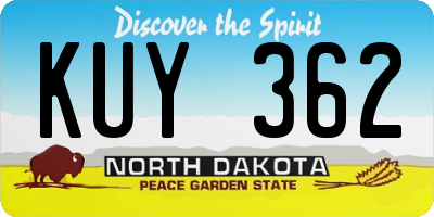 ND license plate KUY362