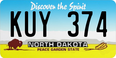 ND license plate KUY374