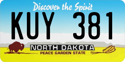 ND license plate KUY381