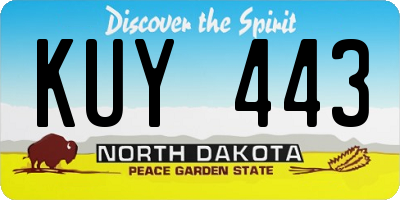 ND license plate KUY443