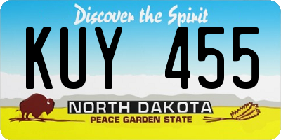 ND license plate KUY455