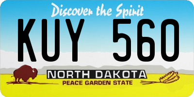 ND license plate KUY560