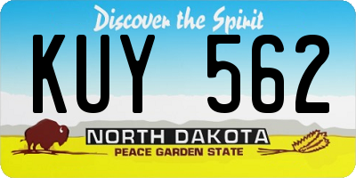 ND license plate KUY562