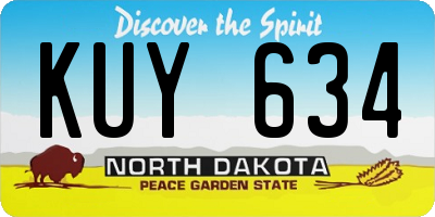 ND license plate KUY634