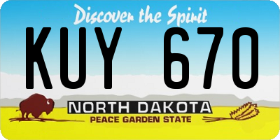 ND license plate KUY670