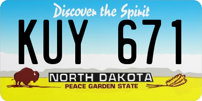 ND license plate KUY671