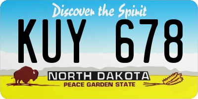 ND license plate KUY678
