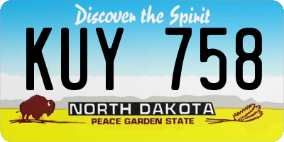 ND license plate KUY758