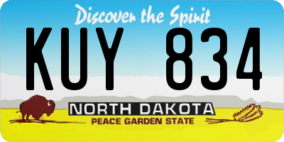 ND license plate KUY834