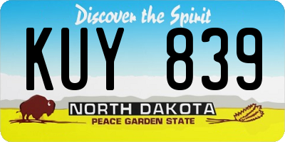 ND license plate KUY839