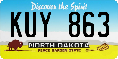 ND license plate KUY863