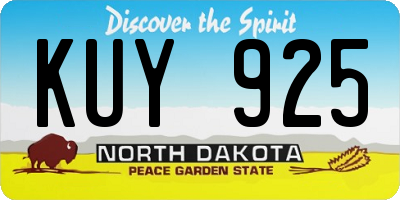 ND license plate KUY925