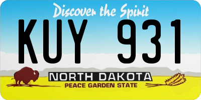 ND license plate KUY931