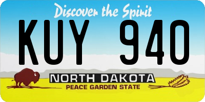 ND license plate KUY940