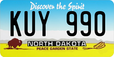 ND license plate KUY990