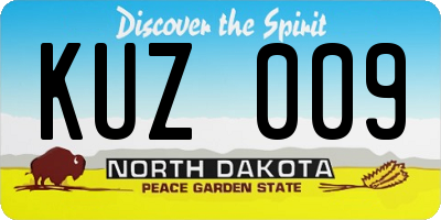 ND license plate KUZ009