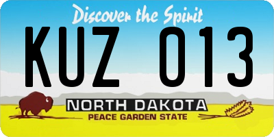 ND license plate KUZ013