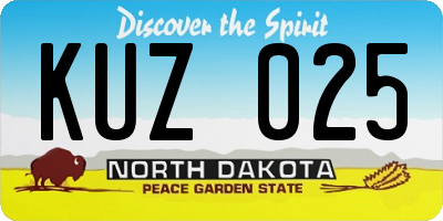ND license plate KUZ025