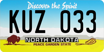 ND license plate KUZ033