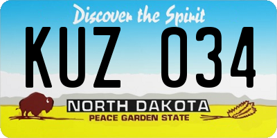 ND license plate KUZ034