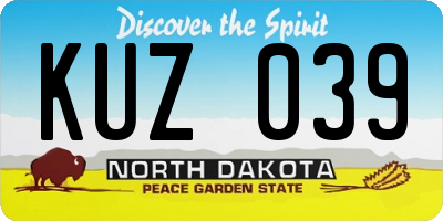 ND license plate KUZ039