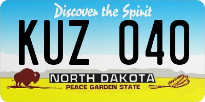ND license plate KUZ040