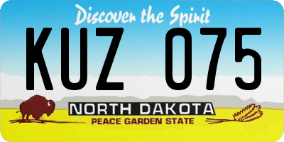 ND license plate KUZ075