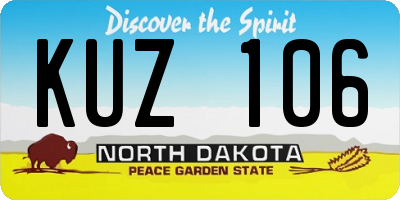 ND license plate KUZ106
