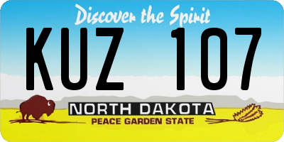 ND license plate KUZ107