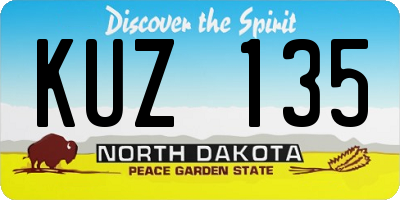 ND license plate KUZ135