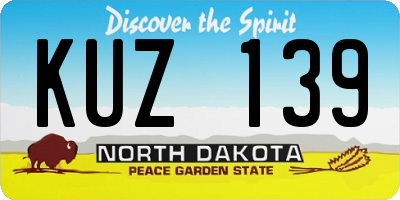 ND license plate KUZ139