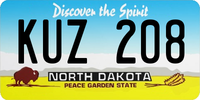 ND license plate KUZ208