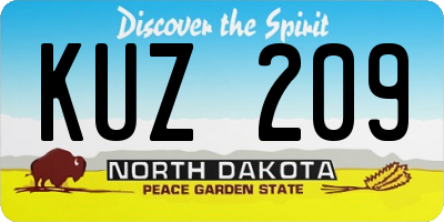 ND license plate KUZ209