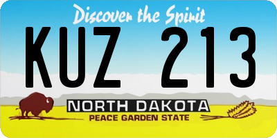 ND license plate KUZ213