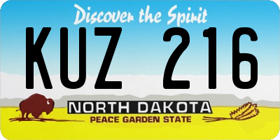 ND license plate KUZ216
