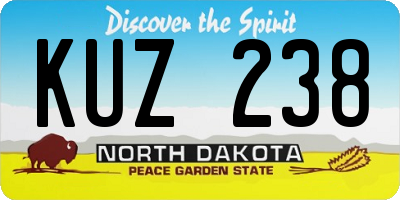 ND license plate KUZ238