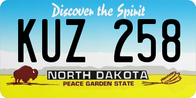 ND license plate KUZ258