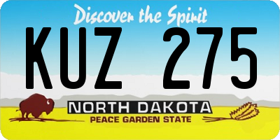 ND license plate KUZ275