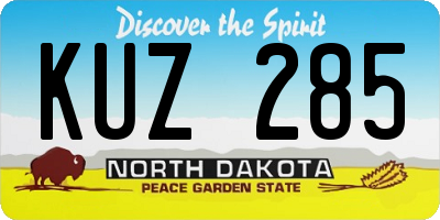 ND license plate KUZ285