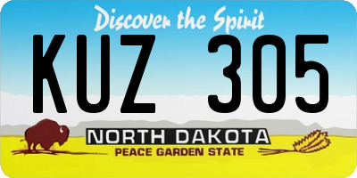ND license plate KUZ305